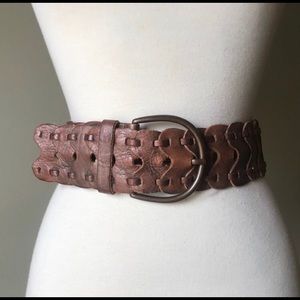 Hollister Brown Metallic Leather Link Belt